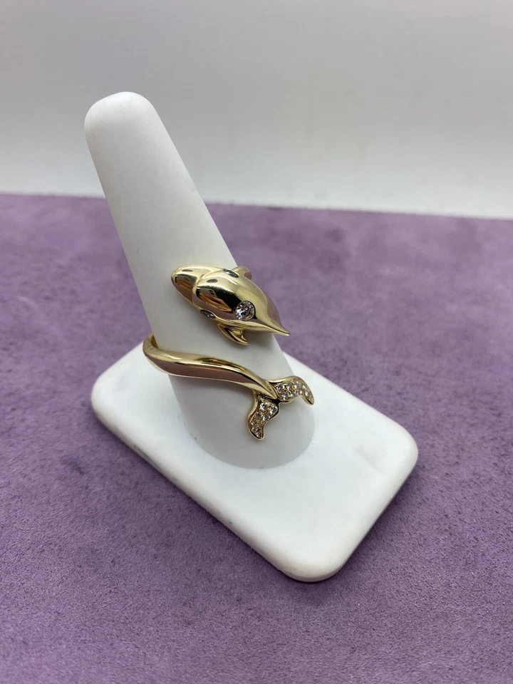 14kt Yellow Gold .45ctw VS2/SI1,G-H Diamond Dolphin Wrap Ring Sz8.5  1009134-11 - Image 2 of 4