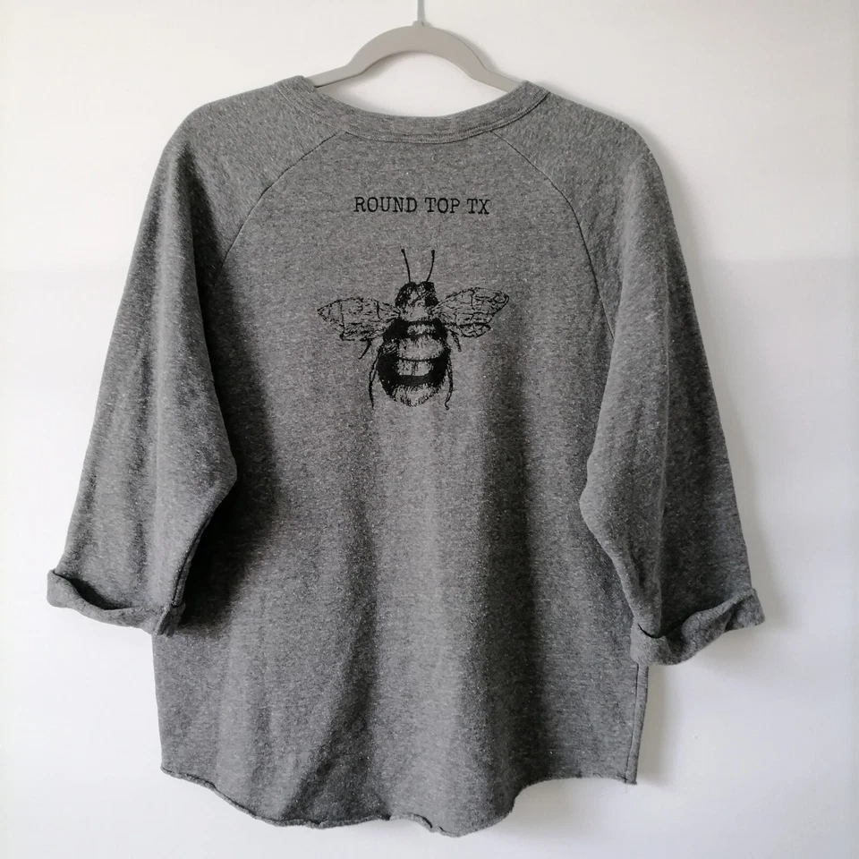 Blusa redonda básica manga enrollable cuello en V gris alternativa para mujer talla M Foto 4 de 4