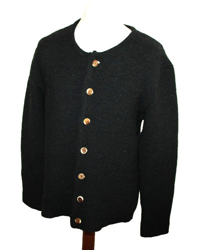 ISAR Trachten Men's Cardigan Size 52 Anthracite Wool Tyrol Vintage