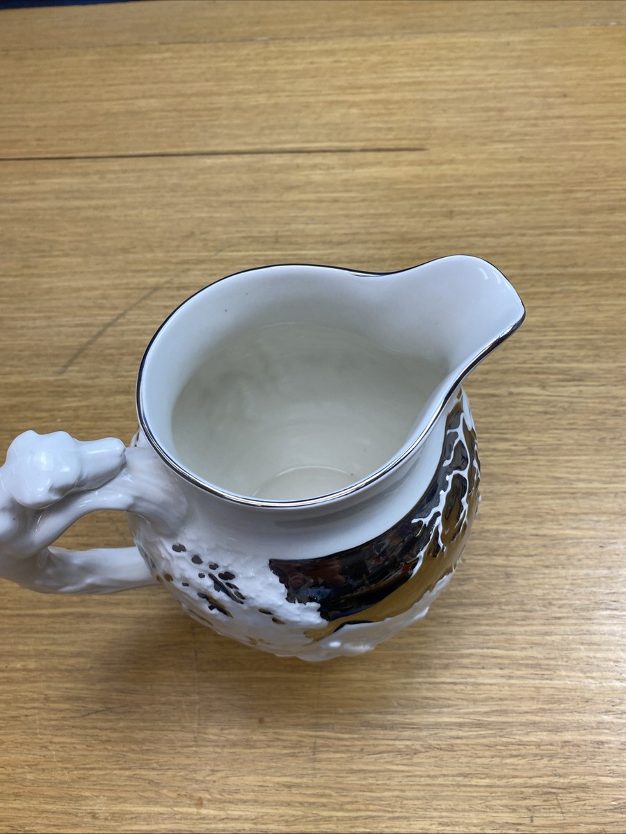 Wedgwood 7 1/8”Pitcher Embossed Hunt Scene Dogs Horses Etruria