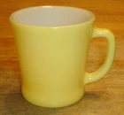 Vintage Fire-King Fired-On Yellow D-Handle Mug Anchor Hocking Logo Made In USA