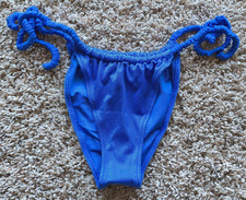 American Eagle Aerie Women's Sz Medium Blue Textured Bikini Bottoms Side Tie NEW
