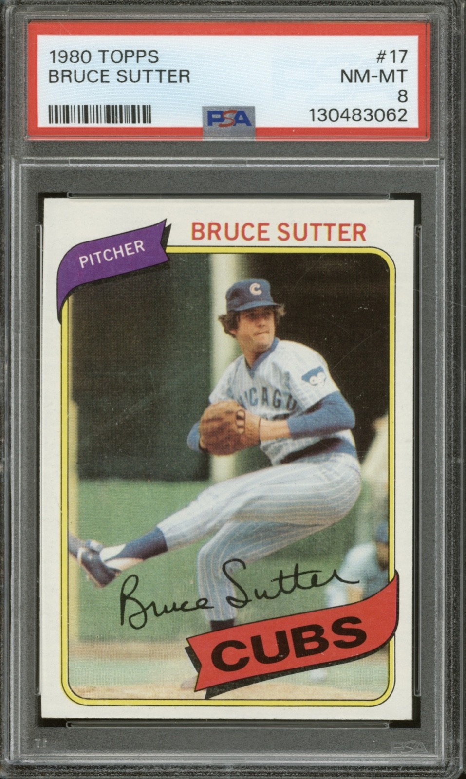 1980 Topps Baseball #17 Bruce Sutter NM-MT PSA 8