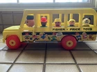 Vintage 1970s Fisher-Price Little People School Bus # 192 With 3 People and Dog