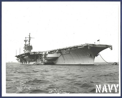 USS SARATOGA CV-60 Aircraft Carrier Moored to Buoy 8 x 10  Official USN Photo