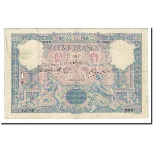 [#172121] Frankrijk, 100 Francs, Bleu et Rose, 1900-10-04, TB+, Fayette:21.13, K - Afbeelding 1 van 2