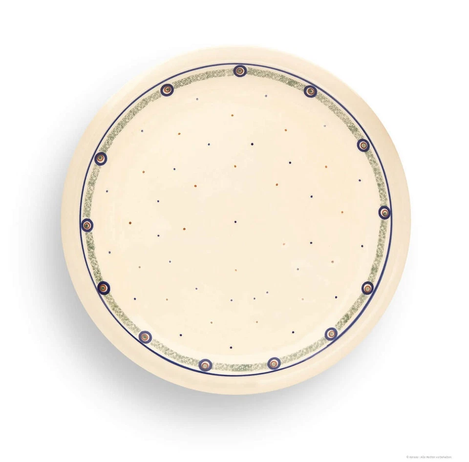 Original Bunzlauer Keramik großer flacher Pizzateller Ø27.2 cm H=3.0cm Dekor 114