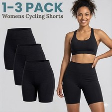 1-3 Pack Womens High Waist Cycling Shorts Gym Yoga Tummy Control Fitness Pants