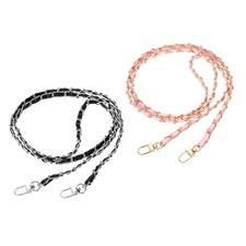 2Pcs 47" Purse Chain Strap with Buckle for Bags Black, Silver Pink, Gold 