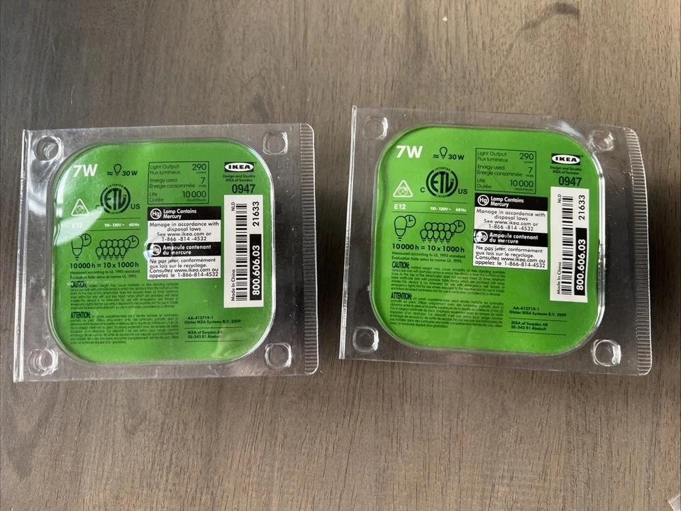 IKEA 7W CFL Light Bulb E17 Base 30W Equivalent 290 Lumens 2 Pack x2 New 0947 - Image 2 of 4