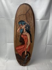 Vintage Hand Painted Lovers Wooden Wall Art Plaque Indian Style Unique Decor