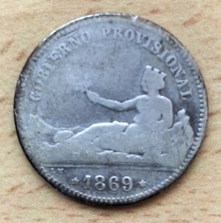 ⭐ ESPAÑA⭐ UNA PESETA 1869 (Gobr.Prov.) MONEDA DE PLATA "" LEER ""