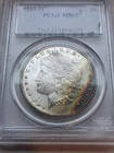 1885-O Morgan Silver Dollar Rainbow Toned PCGS MS63 Toned on both sides