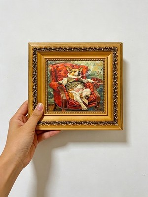 Royal Gentleman Corgi Wein Original Ölgemälde, klassische Männerhöhle Wanddeko