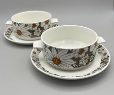 Midwinter Michaelmas Vintage Soup Bowls & Plates X 2 1970s Jessie Tait Floral