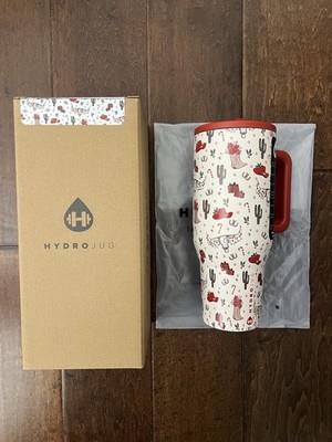Hydrojug Cowboy Christmas Multicolor Red Traveler 32oz Tumbler Rare New IN HAND