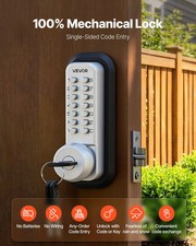 Mechanical Keyless Entry Door Lock, 2.0 Code Upgrade, 4-7 Digits Code, Single-S