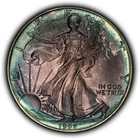 1992 1 oz Silver American Eagle - Neon Rainbow Toning - BU - SKU-E3759