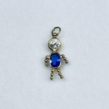 14k Yellow Gold September Baby Newborn Boy Girl Oval Blue Cz Pendant Charm