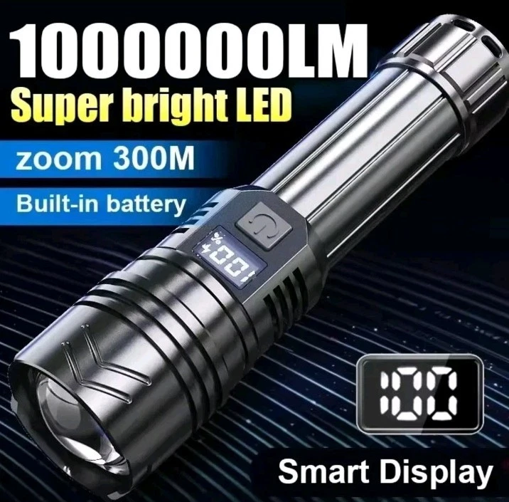 1000000LM Torcia LED Più Potente Torcia Ricaricabile Di Tipo C Torcia Tattica A Lungo Raggio 6000M Per La Caccia Alla Pesca - Foto 3