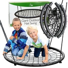 Tree Net Swing w Hanging Rope and Rings- Giant 40" Wide Two Person Indoor Out...