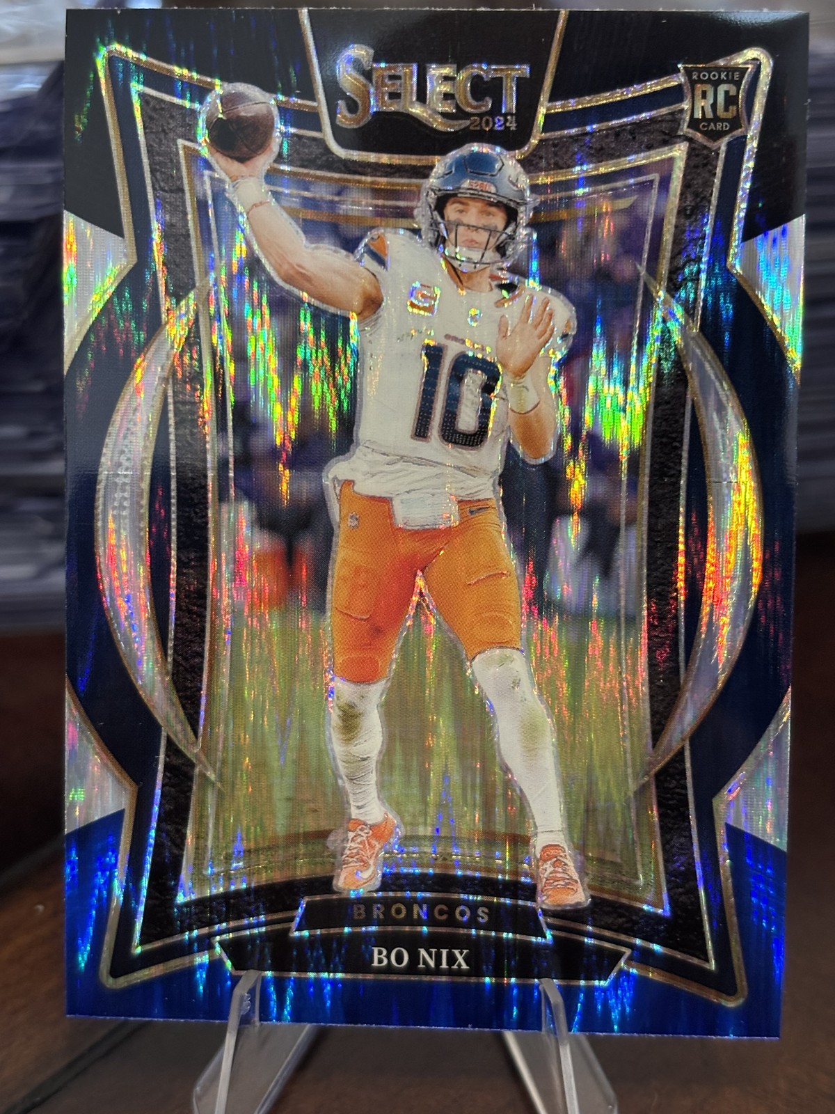 2024 Panini Select #30 Bo Nix Black & Blue Prizm Shock