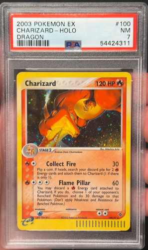 Pokemon 2003 Charizard 100/97 EX Dragon PSA 7 NM Vintage Holo With Mouth Swirl!