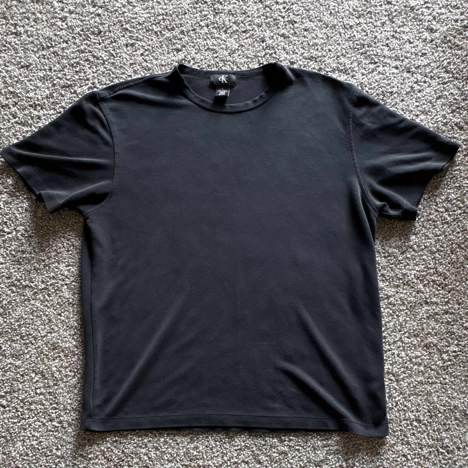 Calvin Klein Men's L Black Solid Modal Blend Crew Neck T-Shirt Short Sleeve