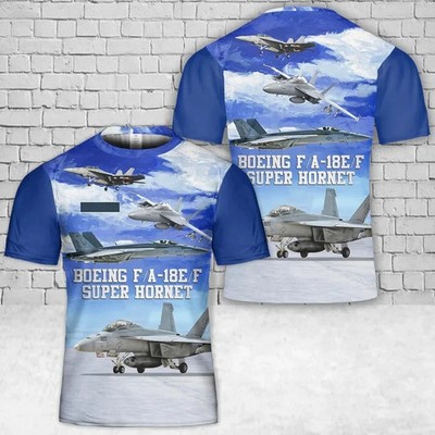 Custom Name US Navy Boeing F-A-18E-F Super Hornet T-Shirt 3D