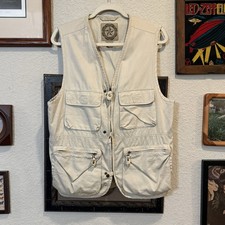 Vintage 90s RARE Banana Republic Civilian Vest Mens Small Beige Safari Fishing