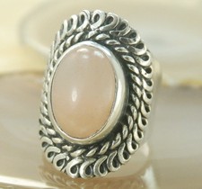 Orange Aventurine Gemstone Silver Handmade Ring Jewelry Size 8.5 H409