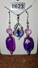 Handmade Charm PENDANT Necklace beaded Earrings Set 0623