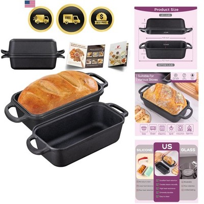 Cast Iron Loaf Pan with Lid 9x5 Inch, 2 in 1 Loaf Pans for Baking Bread, Even...