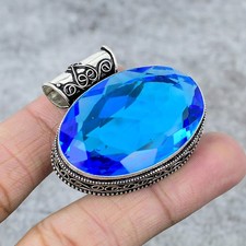 Tanzanite Quartz Gemstone Handmade 925 Steling Silver Jewelry Pendant 1.38