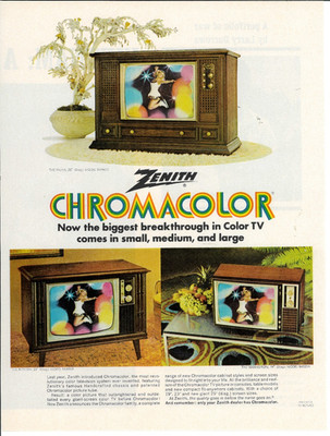 1971 ZENITH CHROMACOLOR Console Television TV Vintage Magazine Print Advertising