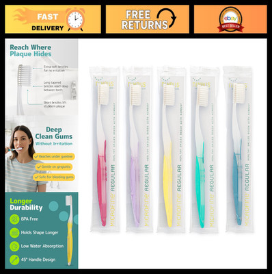 Extra Soft Toothbrushes for Sensitive Teeth, Tapered Bristles, 5 Pack, Colors Va