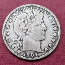 1907 D Barber Half Dollar 50c Mid Grade F + #47398