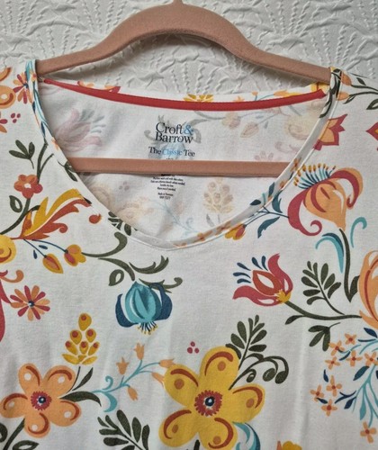 Womens The Classic Tee Croft & Barrow XXL Multicolor Flowers - Picture 2 of 4