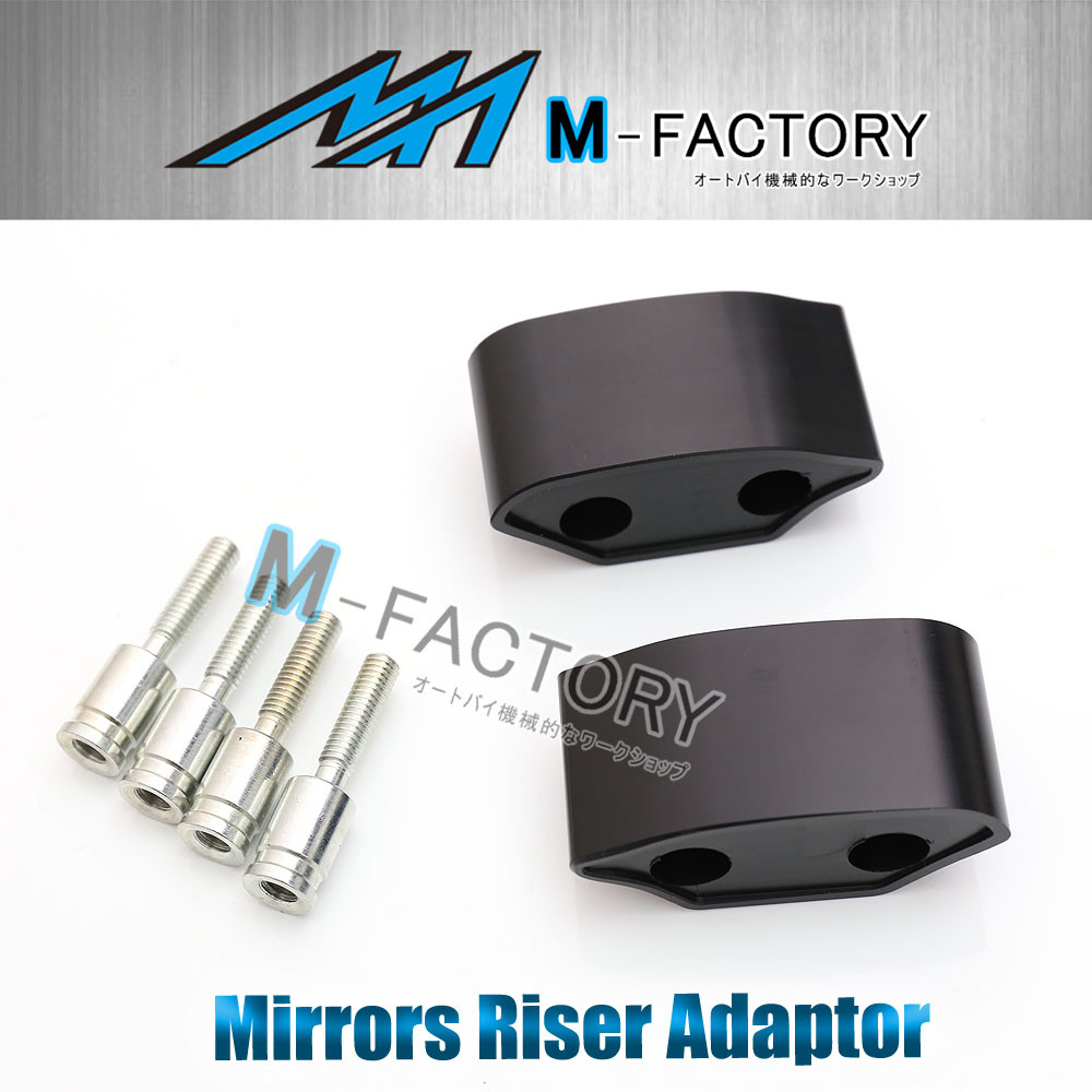 Black Side Mirrors Riser Extender Spacer Adaptor Fit Yamaha YZF R6