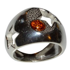 6.65g Authentic Baltic Amber 925 Sterling Silver Ring Jewelry N-A7573A s.7