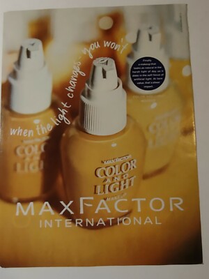 Max Factor Vintage 1990s Print Ad International Color and Light Makeup 