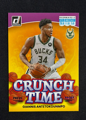 2022-23 Panini Donruss Giannis Antetokounmpo Crunch Time Purple Press Proof #5