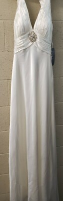 11061 Dere Kiang Halter Top 12 IVORY ELEGANT WEDDING DRESS Long Draping Train