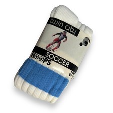 Twin City Youth Soccer Socks Size 8.5-11 White with Blue Stripe NWT