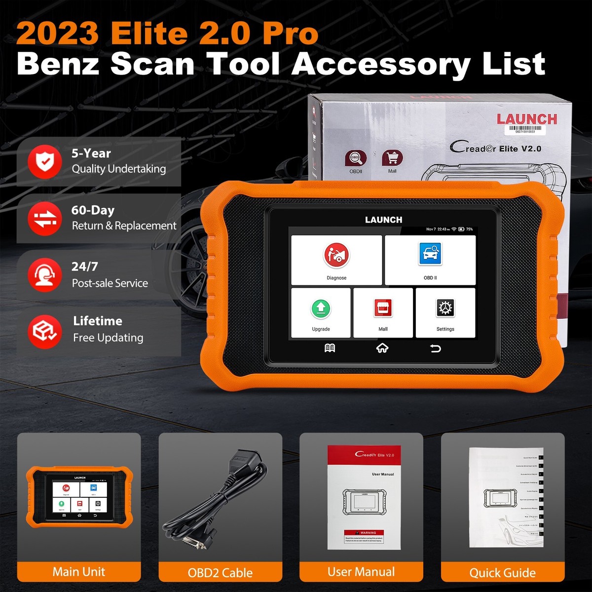 LAUNCH X431 Creader Elite V2.0 for Benz Bidirectional Diagnostic