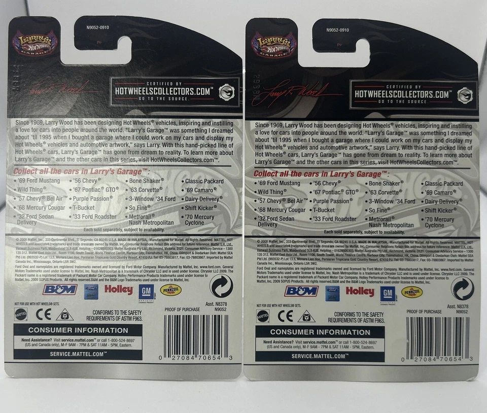 Hot Wheels Larrys Garage 32 Ford Sedán Lote de Entrega 2009 Variaciones Base Cardado Foto 2 de 4