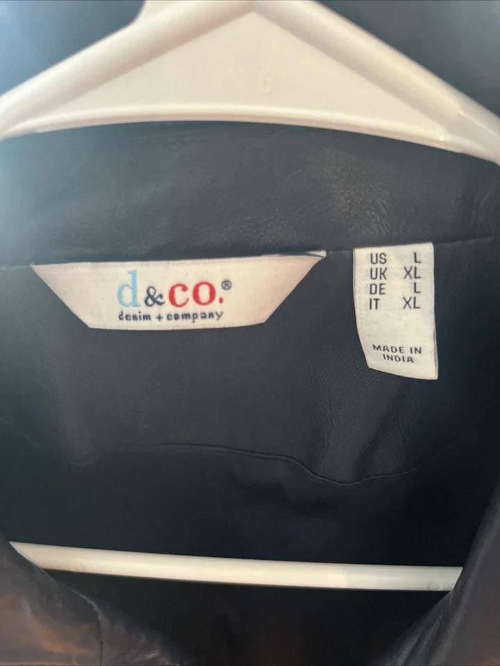 chaqueta de cuero azul marino mujer talla grande Foto 2 de 3