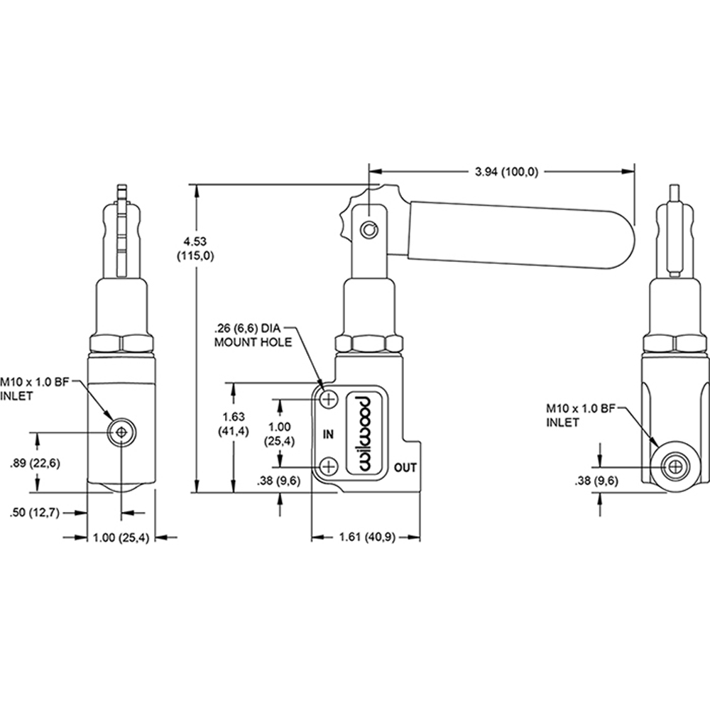 Wilwood Lever Control Brake Bias Proportioning Adjuster Valve M10x1