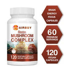120pcs Mushroom Complex - Lions Mane,Reishi,Shiitake-Nootropic Brain Supplement
