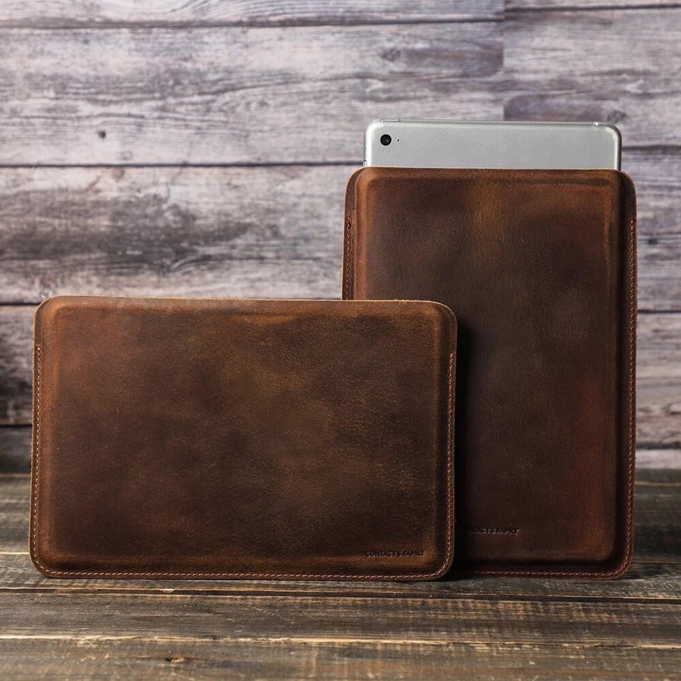 Genuine Leather Sleeve Pouch Bag Carrying Case For iPad Mini (A17 Pro) Mini 6 5 - Image 4 of 4